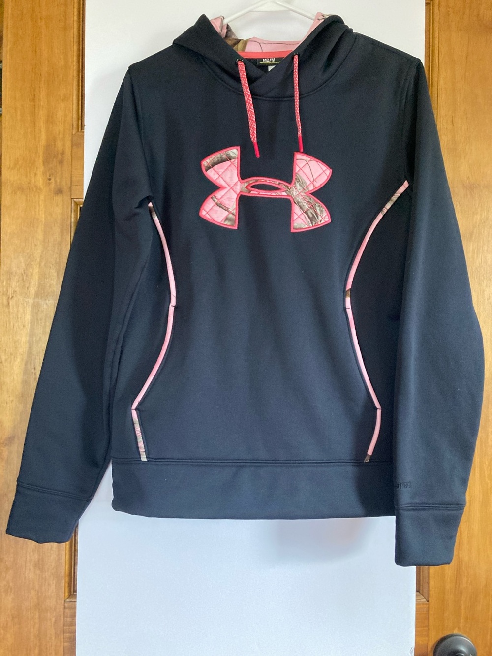 Under Armour Black Hoodie with Pink Camo Logo and Trim